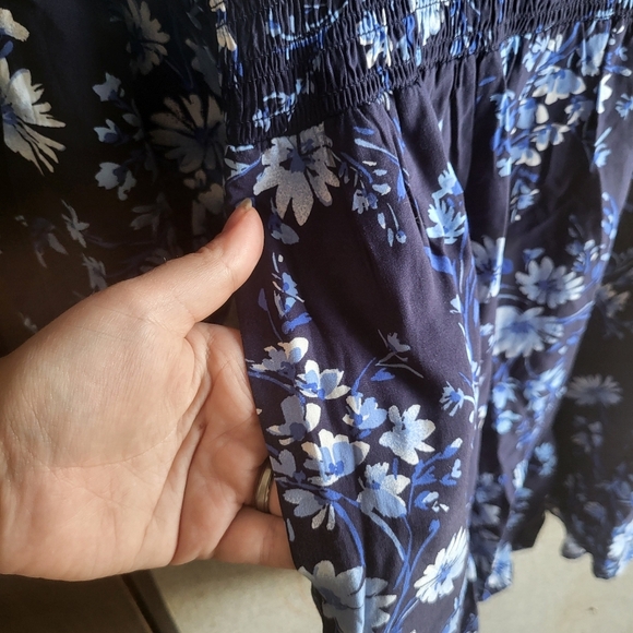 Blue Floral Smocked Dress S Cottagecore Whimsical GAP New With Tag - Picture 4 of 6